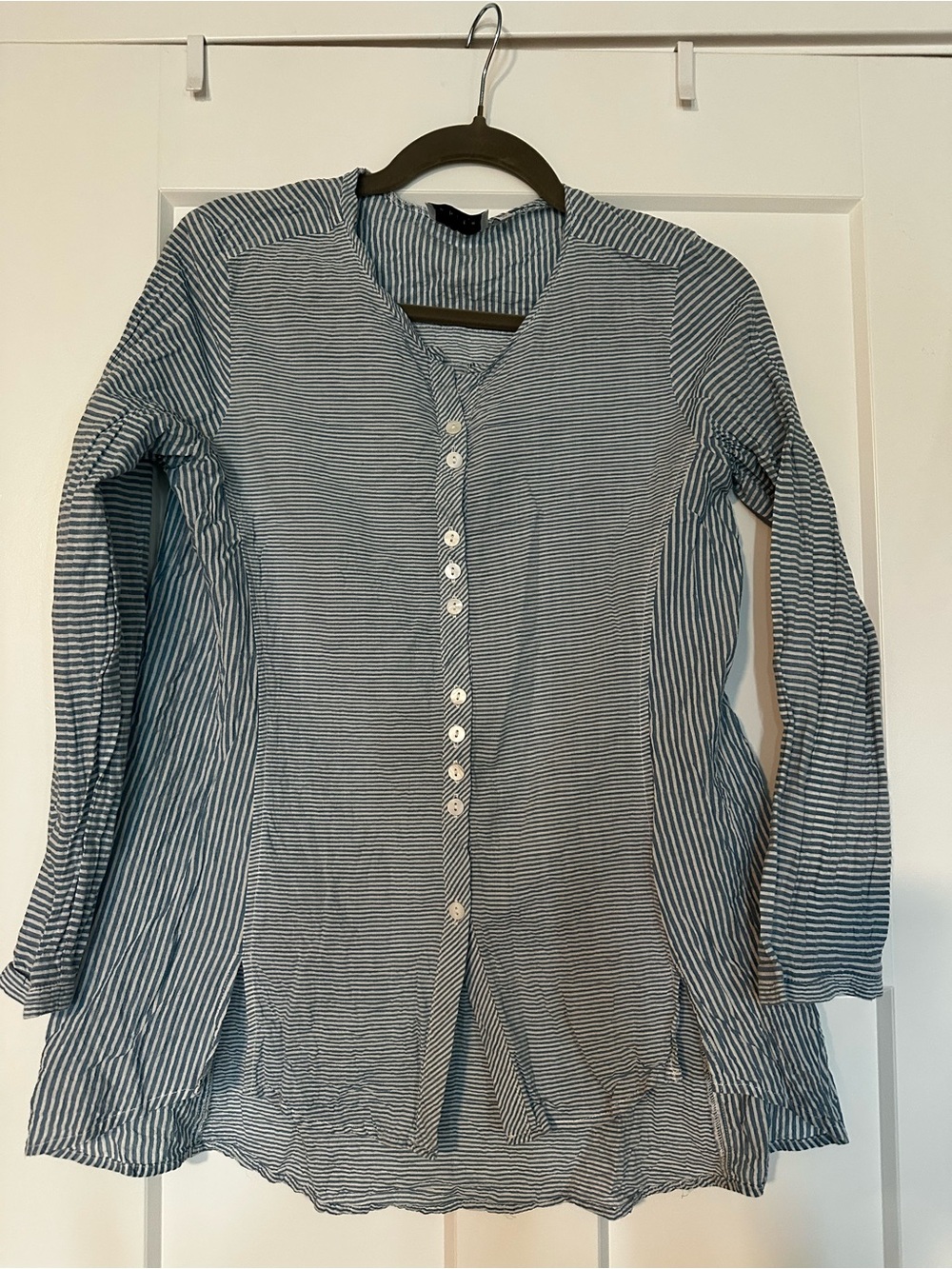 Habitat Light Blue and White Striped Shirt